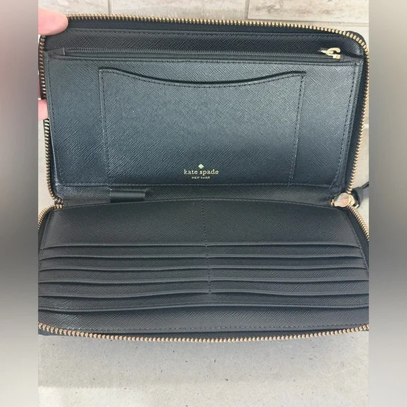 kate spade Black Zip Wallet with Gold Plaque - Picture 4 of 8